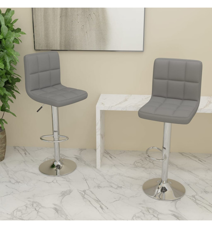 Tabourets de bar lot de 2 gris clair tissu | Mobilier & Déco