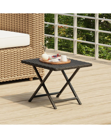 Table pliable noir 45x35x32 cm résine tressée | Mobilier & Déco