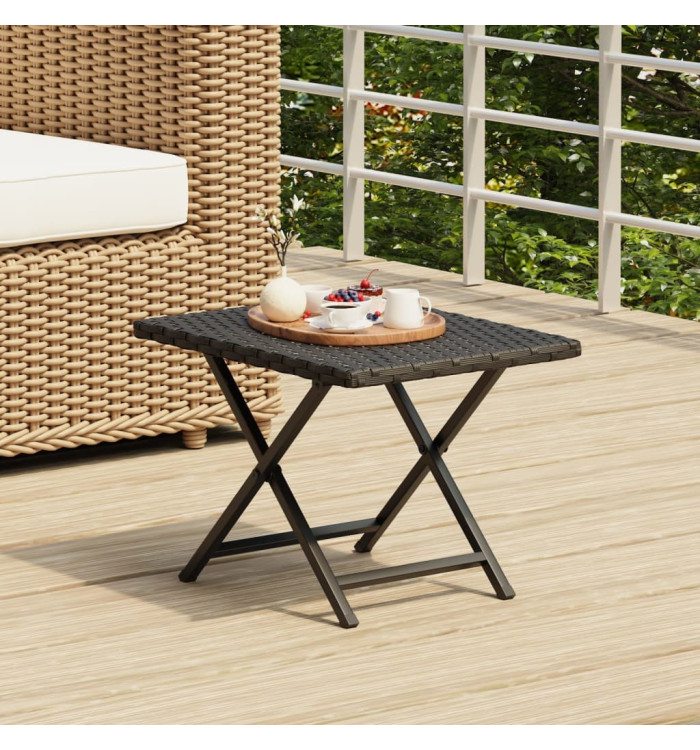 Table pliable noir 45x35x32 cm résine tressée | Mobilier & Déco
