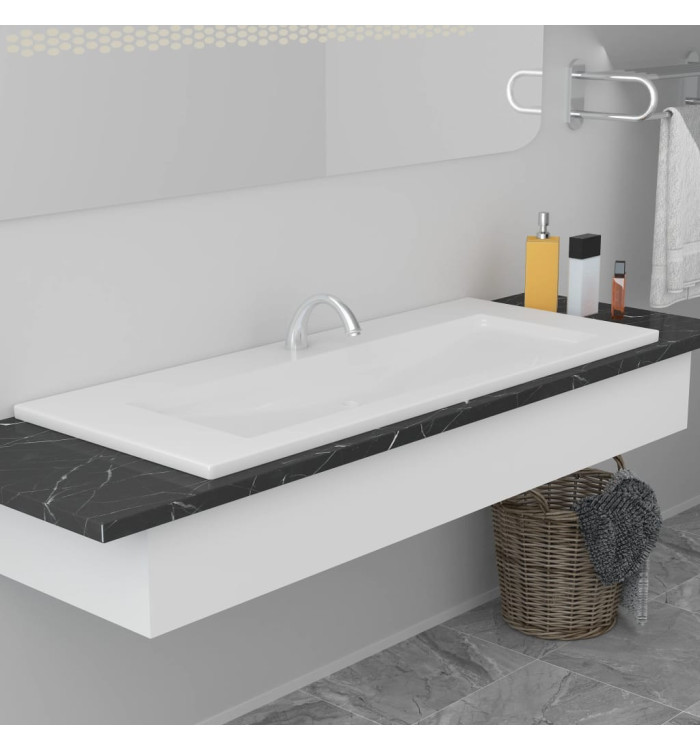 Lavabo encastré 101 x 39,5 x 18,5 cm Céramique Blanc | Mobilier & Déco