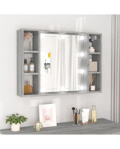 Armoire à miroir avec LED Sonoma gris 76x15x55 cm | Mobilier & Déco
