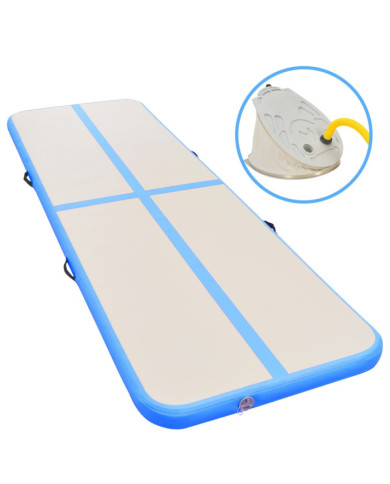 Tapis gonflable de gymnastique avec pompe 800x100x10cm PVC Bleu | Mobilier & Déco
