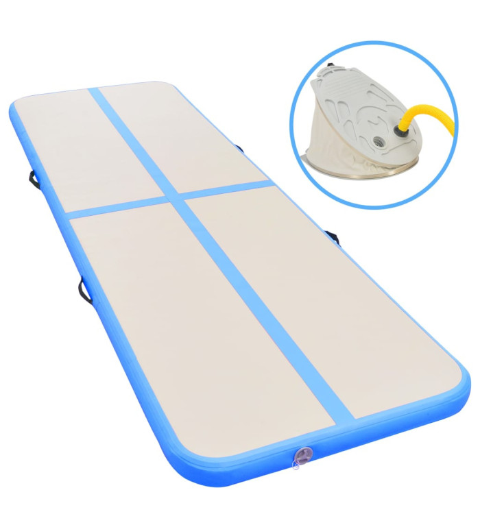 Tapis gonflable de gymnastique avec pompe 800x100x10cm PVC Bleu | Mobilier & Déco