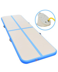 Tapis gonflable de gymnastique avec pompe 800x100x10cm PVC Bleu | Mobilier & Déco