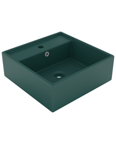 Lavabo carré à trop-plein Vert foncé mat 41x41 cm Céramique | Mobilier & Déco