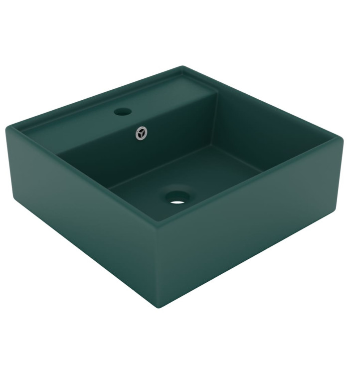Lavabo carré à trop-plein Vert foncé mat 41x41 cm Céramique | Mobilier & Déco