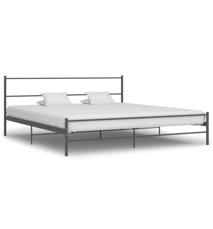 Cadre de lit sans matelas gris métal 200x200 cm | Mobilier & Déco