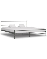 Cadre de lit sans matelas gris métal 200x200 cm | Mobilier & Déco