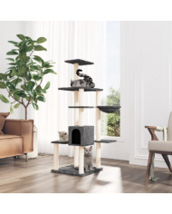 Arbre à chat avec griffoirs en sisal Gris foncé 142 cm | Mobilier & Déco