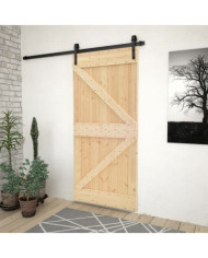 Porte coulissante avec kit de quincaillerie 90x210cm Pin massif | Mobilier & Déco