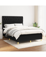 Sommier à lattes de lit avec matelas Noir 140x200 cm Tissu | Mobilier & Déco