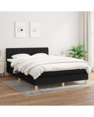 Sommier à lattes de lit avec matelas Noir 140x190 cm Tissu | Mobilier & Déco
