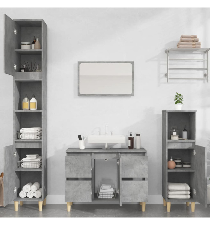 Ensemble de meubles de salle de bain 3 pcs gris béton | Mobilier & Déco