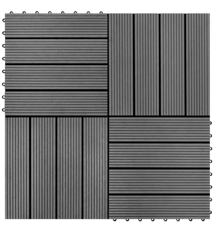 Carreaux de terrasse WPC 30x30 cm 11 pcs 1 m2 Gris | Mobilier & Déco