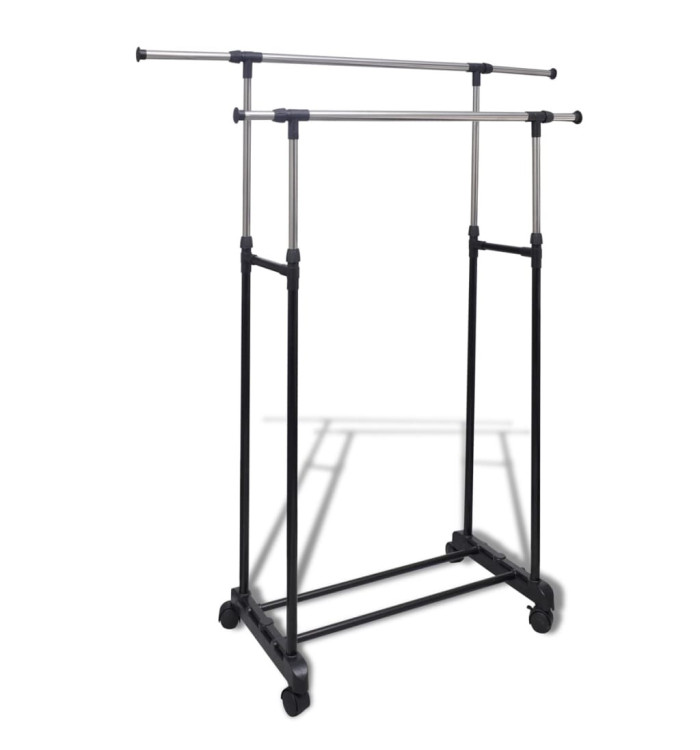 Port-manteau réglable 4 roulettes 2 rails d'accrochage | Mobilier & Déco