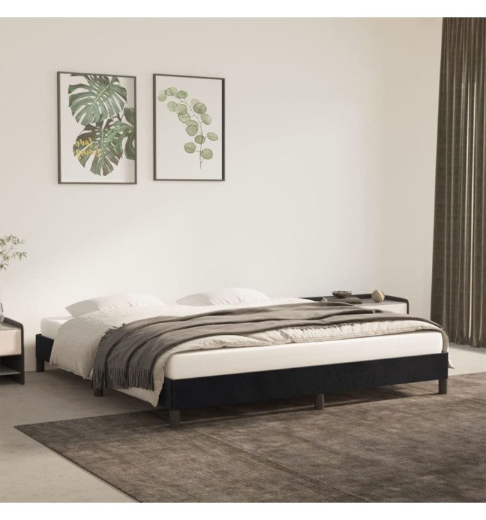 Cadre de lit sans matelas noir 160x200 cm velours | Mobilier & Déco