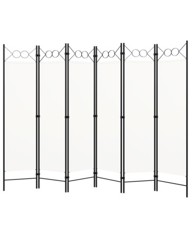 Cloison de séparation 6 panneaux Blanc 240x180 cm | Mobilier & Déco