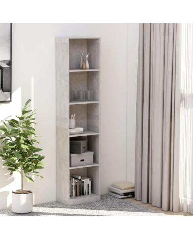 Bibliothèque à 5 niveaux Gris béton 40x24x175cm Bois ingénierie | Mobilier & Déco