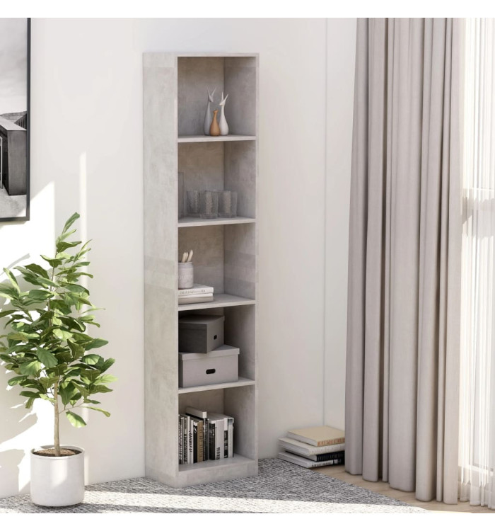 Bibliothèque à 5 niveaux Gris béton 40x24x175cm Bois ingénierie | Mobilier & Déco