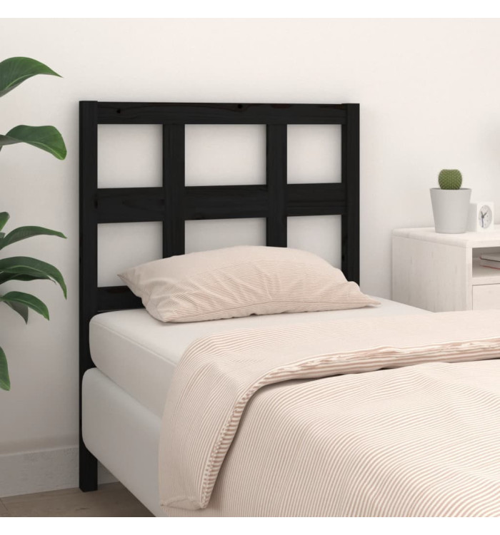 Tête de lit Noir 95,5x4x100 cm Bois massif de pin | Mobilier & Déco