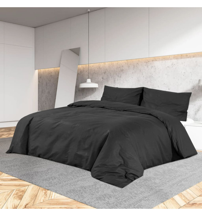 Ensemble de housse de couette Noir 200x200 cm Coton | Mobilier & Déco