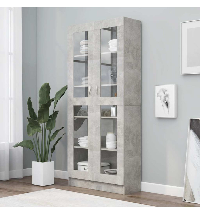 Armoire à vitrine Gris béton 82,5x30,5x185,5 cm Bois ingénierie | Mobilier & Déco
