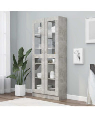 Armoire à vitrine Gris béton 82,5x30,5x185,5 cm Bois ingénierie | Mobilier & Déco