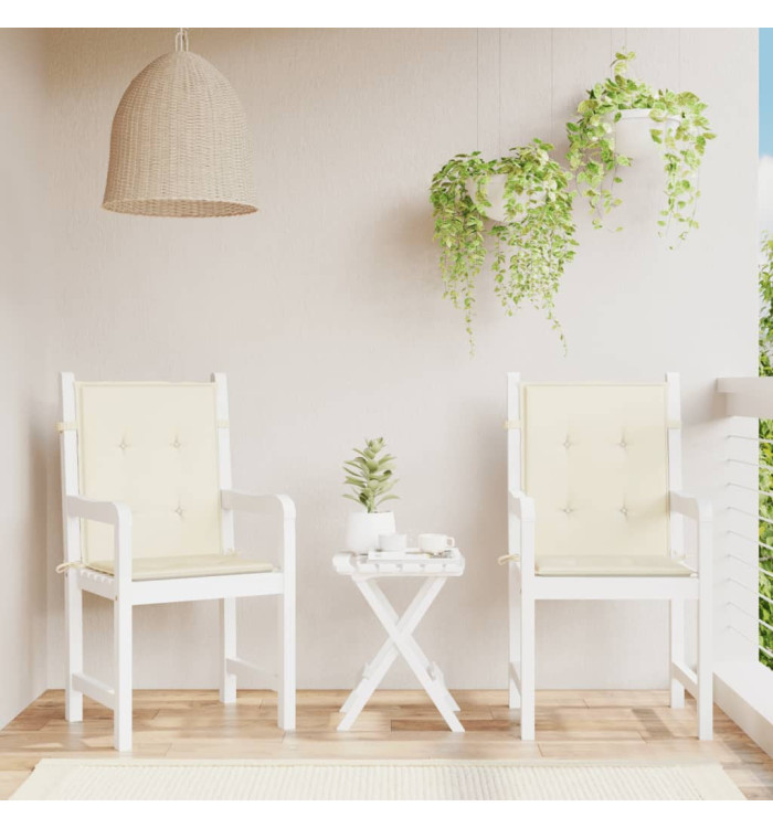 Coussins de chaise de jardin à dossier bas lot de 2 crème | Mobilier & Déco