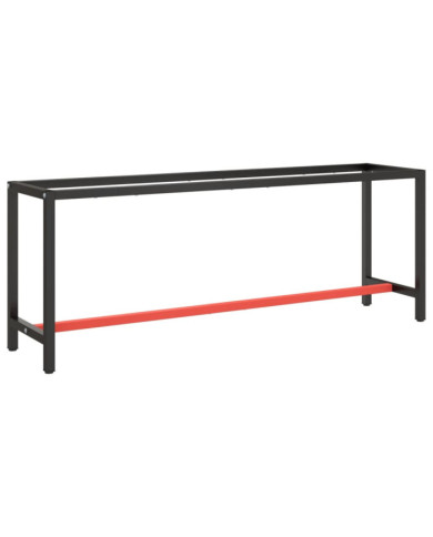 Cadre banc de travail Noir mat et rouge mat 210x50x79 cm Métal | Mobilier & Déco