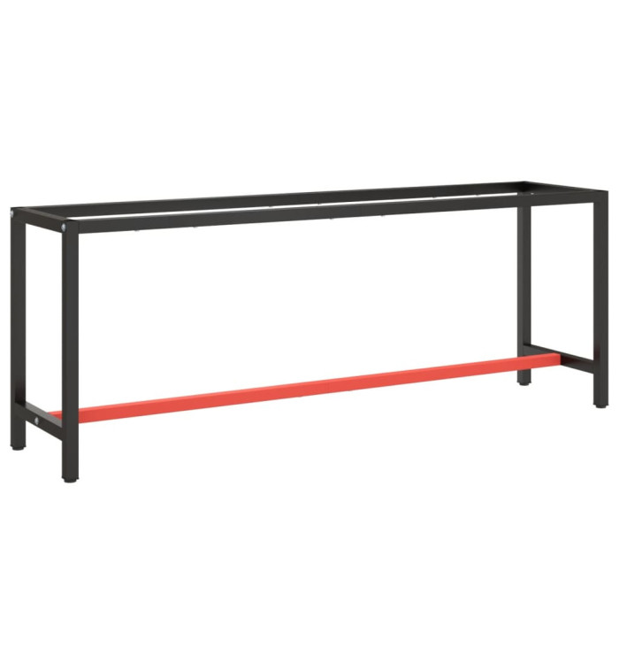 Cadre banc de travail Noir mat et rouge mat 210x50x79 cm Métal | Mobilier & Déco