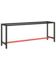 Cadre banc de travail Noir mat et rouge mat 210x50x79 cm Métal | Mobilier & Déco