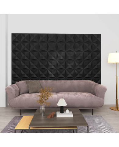 Panneaux muraux 3D 24 pcs 50x50 cm noir origami 6 m² | Mobilier & Déco