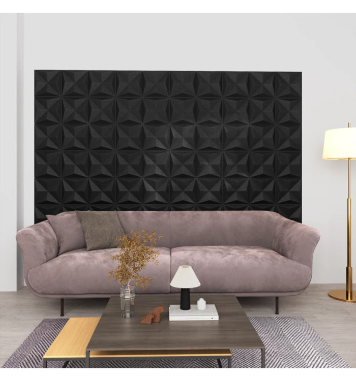 Panneaux muraux 3D 24 pcs 50x50 cm noir origami 6 m² | Mobilier & Déco