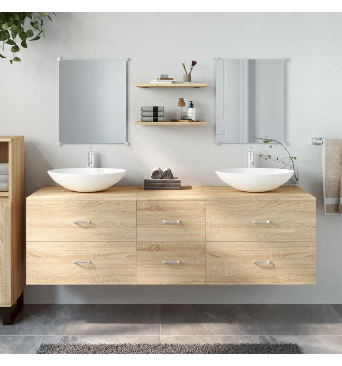 Ensemble de meubles salle de bain 5 pcs chêne bois d'ingénierie | Mobilier & Déco