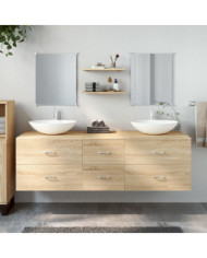 Ensemble de meubles salle de bain 5 pcs chêne bois d'ingénierie | Mobilier & Déco