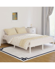Cadre de lit sans matelas bois de pin massif 140x200 cm blanc | Mobilier & Déco