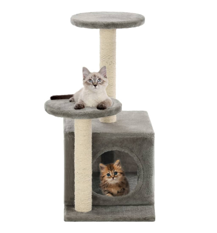 Arbre à chat avec griffoirs en sisal 60 cm Gris | Mobilier & Déco