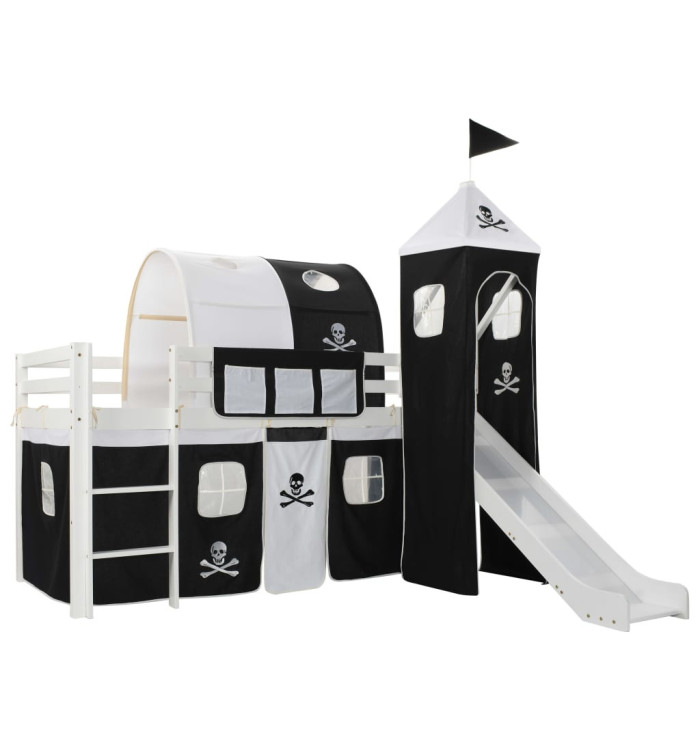 Lit mezzanine d'enfants avec toboggan et échelle Pin 97x208 cm | Mobilier & Déco
