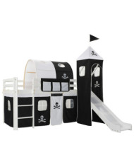 Lit mezzanine d'enfants avec toboggan et échelle Pin 97x208 cm | Mobilier & Déco
