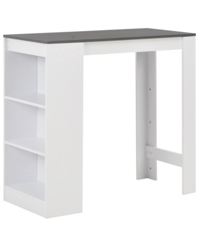 Table de bar avec étagère Blanc 110x50x103 cm | Mobilier & Déco