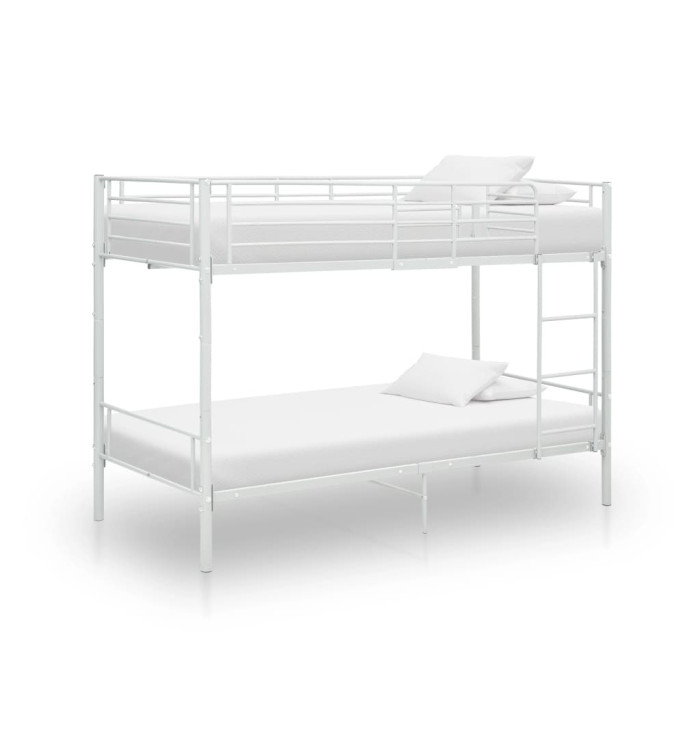 Lit superposé sans matelas blanc métal 90x200 cm | Mobilier & Déco