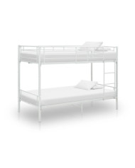 Lit superposé sans matelas blanc métal 90x200 cm | Mobilier & Déco