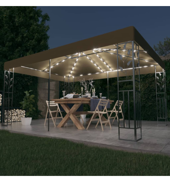 Tonnelle avec double toit et lumières LED 3x4 m Taupe | Mobilier & Déco