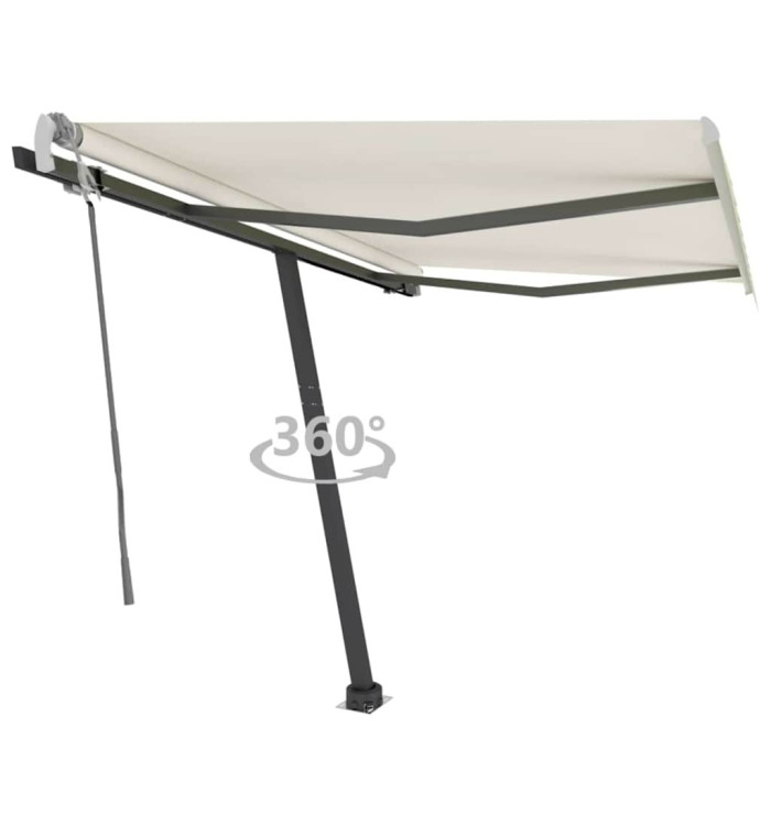 Auvent manuel rétractable sur pied 300x250 cm Crème | Mobilier & Déco