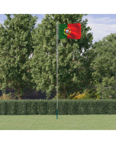 Drapeau du Portugal et mât 6,23 m Aluminium | Mobilier & Déco