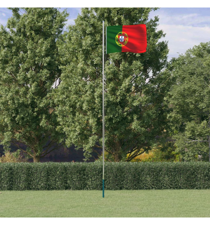 Drapeau du Portugal et mât 6,23 m Aluminium | Mobilier & Déco