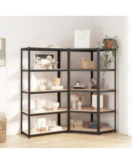 Étagères à 5 niveaux 2pcs Anthracite Acier et bois d'ingénierie | Mobilier & Déco