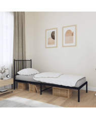 Cadre de lit métal sans matelas avec tête de lit noir 80x200 cm | Mobilier & Déco