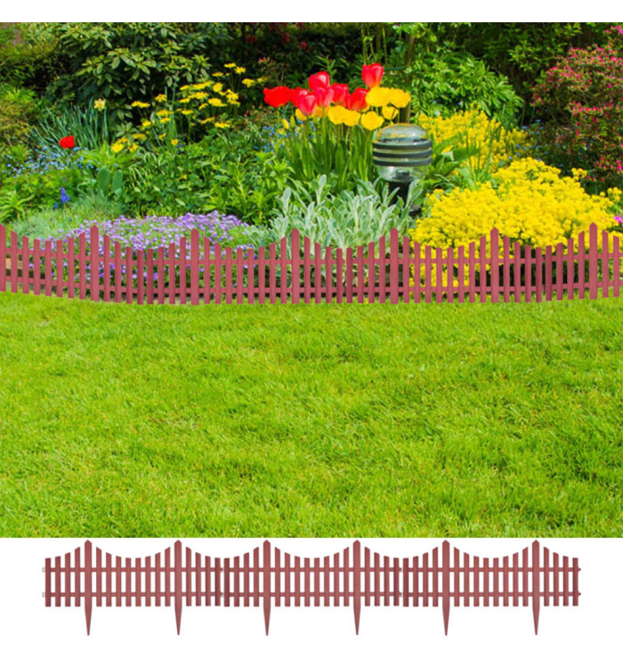 Bordures de pelouse 17 pcs 10 m Marron | Mobilier & Déco