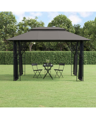 Belvédère avec parois latérales anthracite 400x300x270 cm acier | Mobilier & Déco